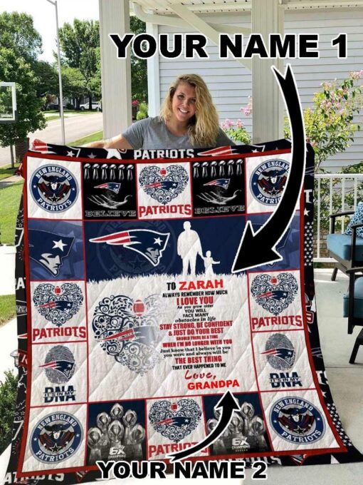 New England Patriots Personalized Name Quilt Blanket - Haillierowe