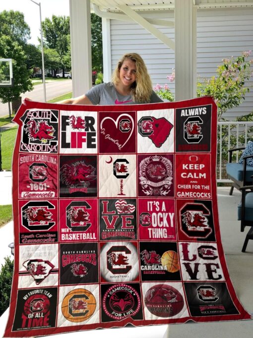 South Carolina Gamecocks Keep Calm And Cheer For The Gamecocks Quilt Blanket Great Customized Blanket Gifts For Birthday Christmas Thanksgiving - Haillierowe