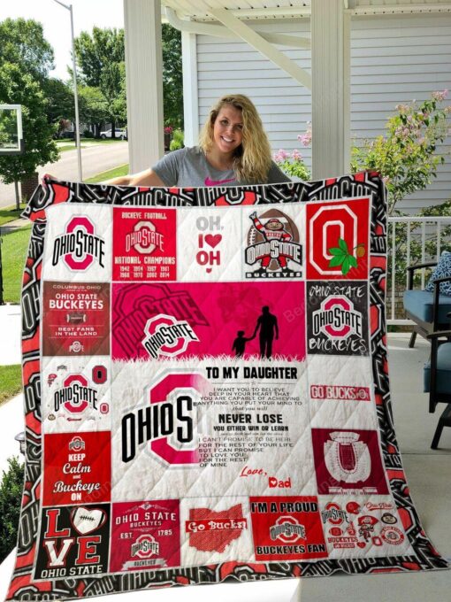 Ohio State Buckeyes To My Daughter Love Dad Custom Quilt Blanket 04 - Haillierowe