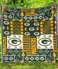 Buy Green Bay Packers Fabric Christmas  Quilt Blanket & Quilt Bedding Set