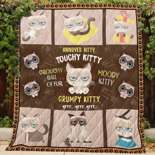 Buy Grumpy Cat Annoyed Kitty Touchy Kitty Quilt Blanket & Quilt Bedding Set Great Customized Gifts For Birthday Christmas Thanksgiving Perfect Gifts For Cat Lover