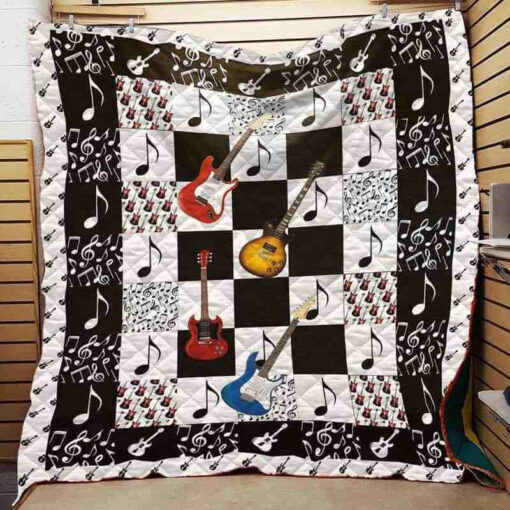 Buy Guitarist Guitar Note Music Pattern Quilt Blanket & Quilt Bedding Set Great Customized Blanket Gifts For Birthday Christmas Thanksgiving