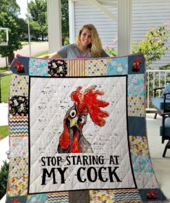 Buy Grumpy Chicken Stop Staring At My Cock Quilt Blanket & Quilt Bedding Set Great Customized Gifts For Birthday Christmas Thanksgiving Perfect Gifts For Chicken Lover