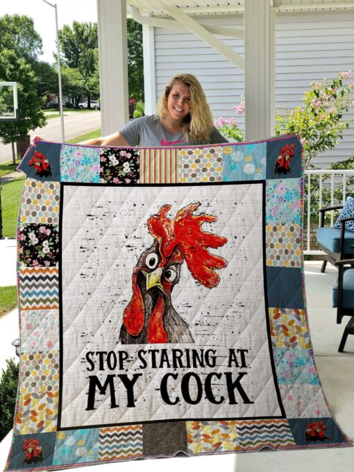 Buy Grumpy Chicken Stop Staring At My Cock Quilt Blanket & Quilt Bedding Set Great Customized Gifts For Birthday Christmas Thanksgiving Perfect Gifts For Chicken Lover