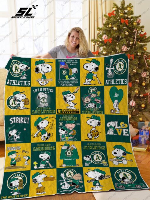 Buy H  Oakland Athletics+ Snoopy Quilt Blanket & Quilt Bedding Set Ver Sp