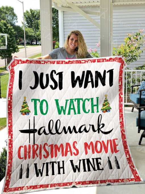 Buy Hallmark Christmas And Wine Lovers Quilt Blanket & Quilt Bedding Set