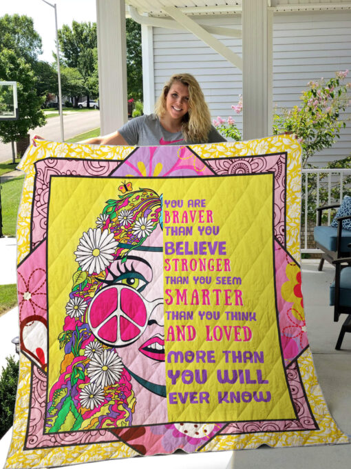 Buy Hippie You Are Braver Than You Believe Quilt Blanket & Quilt Bedding Set Great Customized Gifts For Birthday Christmas Thanksgiving Perfect Gifts For Hippie