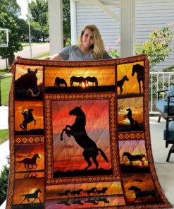 Buy Horse Running At The Sunset Quilt Blanket & Quilt Bedding Set Great Customized Blanket Gifts For Birthday Christmas Thanksgiving