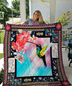 Buy Hummingbird Hibiscus Quilt Blanket & Quilt Bedding Set Great Customized Gifts For Birthday Christmas Thanksgiving Perfect Gifts For Hummingbird Lover