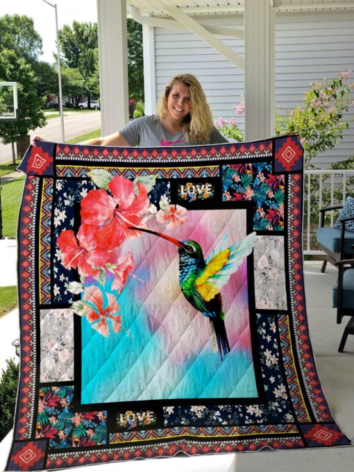 Buy Hummingbird Hibiscus Quilt Blanket & Quilt Bedding Set Great Customized Gifts For Birthday Christmas Thanksgiving Perfect Gifts For Hummingbird Lover