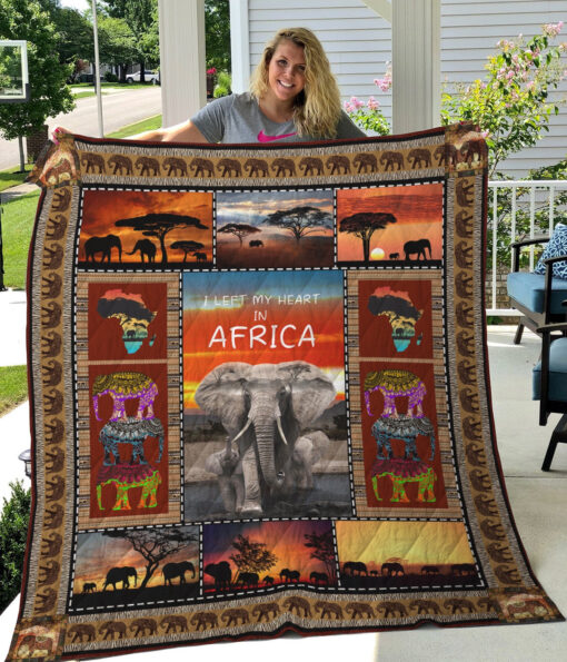 Buy I Left My Heart In Africa Elephant Quilt Blanket & Quilt Bedding Set Great Customized Gifts For Birthday Christmas Thanksgiving Perfect Gifts For African Culture Lover