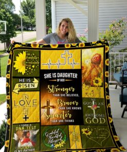 Buy Jesus Christ Sunflower She Is Daughter Of God Quilt Blanket & Quilt Bedding Set Great Customized Gifts For Birthday Christmas Thanksgiving Perfect Gifts For Jesus Christ Lover