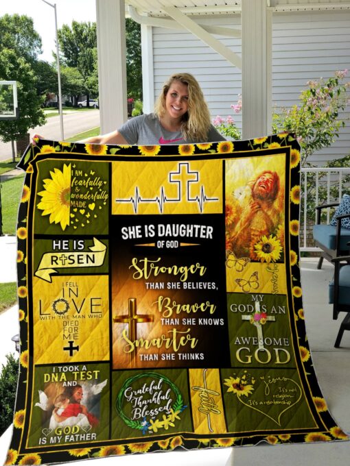 Buy Jesus Christ Sunflower She Is Daughter Of God Quilt Blanket & Quilt Bedding Set Great Customized Gifts For Birthday Christmas Thanksgiving Perfect Gifts For Jesus Christ Lover