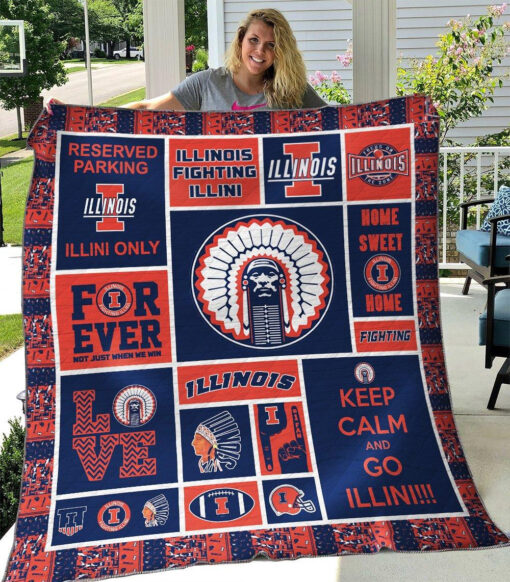 Buy Illinois Fighting Illini Quilt Blanket & Quilt Bedding Set