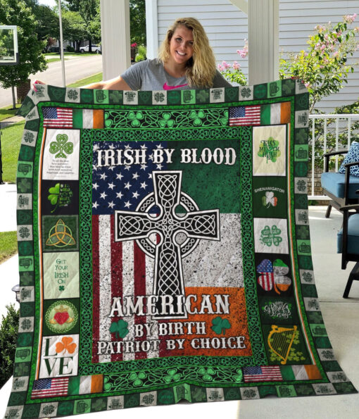 Buy Irish By Blood American By Birth Patriot By Choice Quilt Blanket & Quilt Bedding Set Great Customized Blanket Gifts For Birthday Christmas Thanksgiving