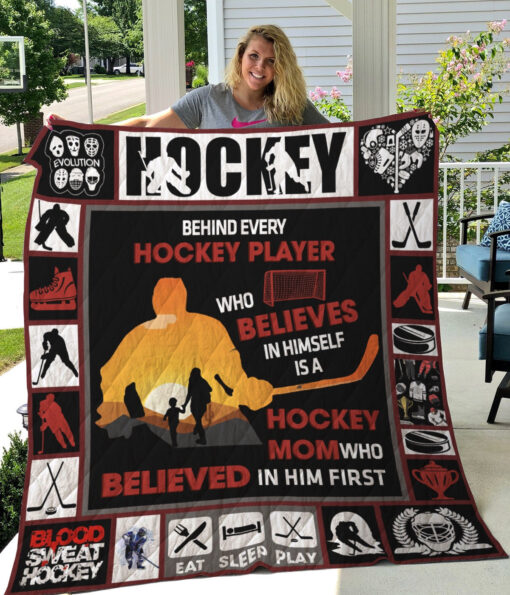 Buy Ice Hockey Mom Behind Every Hockey Player Quilt Blanket & Quilt Bedding Set Great Customized Gifts For Birthday Christmas Thanksgiving Mother'S Day Perfect Gifts For Ice Hockey Lover