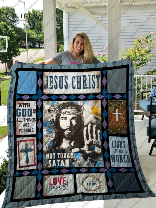 Buy Jesus Not Today Satan Quilt Blanket & Quilt Bedding Set Great Customized Gifts For Birthday Christmas Thanksgiving Perfect Gifts For Jesus Lover