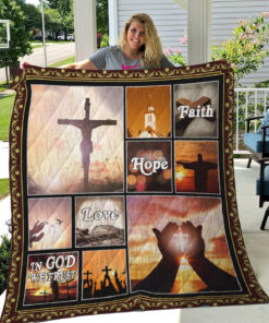 Buy In God We Trust, Love, Hope, Faith Quilt Blanket & Quilt Bedding Set Great Customized Gifts For Birthday Christmas Thanksgiving Perfect Gifts For God Lover