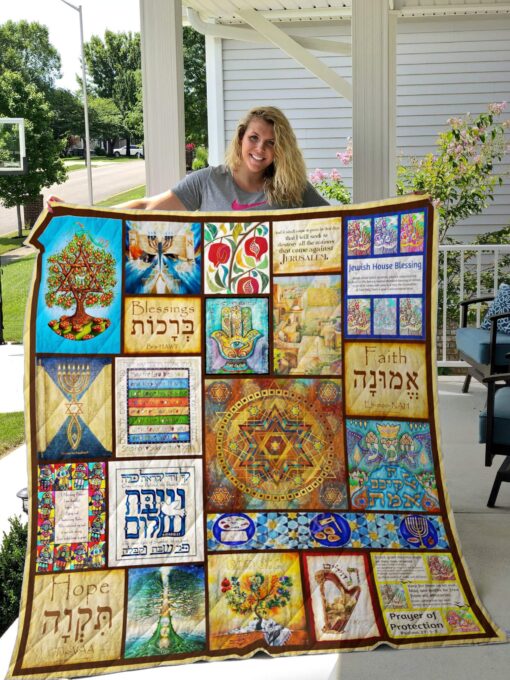 Buy Jewish Blessings Quilt Blanket & Quilt Bedding Set Great Customized Blanket Gifts For Birthday Christmas Thanksgiving