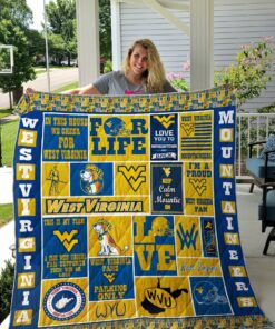 Buy In This House We Cheer For West Virginia Mountaineers Quilt Blanket & Quilt Bedding Set Great Customized Blanket Gifts For Birthday Christmas Thanksgiving