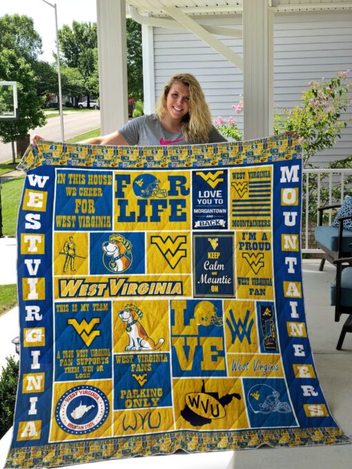 Buy In This House We Cheer For West Virginia Mountaineers Quilt Blanket & Quilt Bedding Set Great Customized Blanket Gifts For Birthday Christmas Thanksgiving