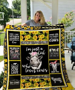 Buy I'M Just A Girl Who Loves Cows Quilt Blanket & Quilt Bedding Set Great Customized Blanket Gifts For Birthday Christmas Thanksgiving