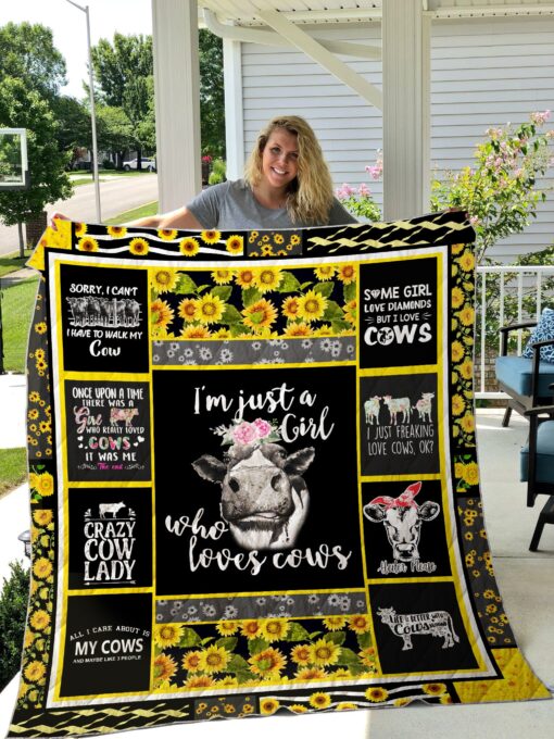 Buy I'M Just A Girl Who Loves Cows Quilt Blanket & Quilt Bedding Set Great Customized Blanket Gifts For Birthday Christmas Thanksgiving