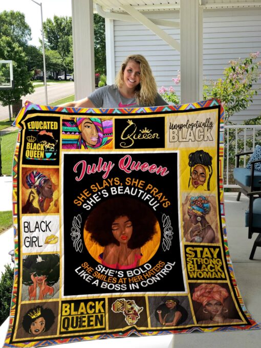 Buy July Black Women She Smiles At Her Haters Quilt Blanket & Quilt Bedding Set Great Customized Gifts For Birthday Christmas Thanksgiving Perfect Gifts For Black Daughter Girlfriend Wife