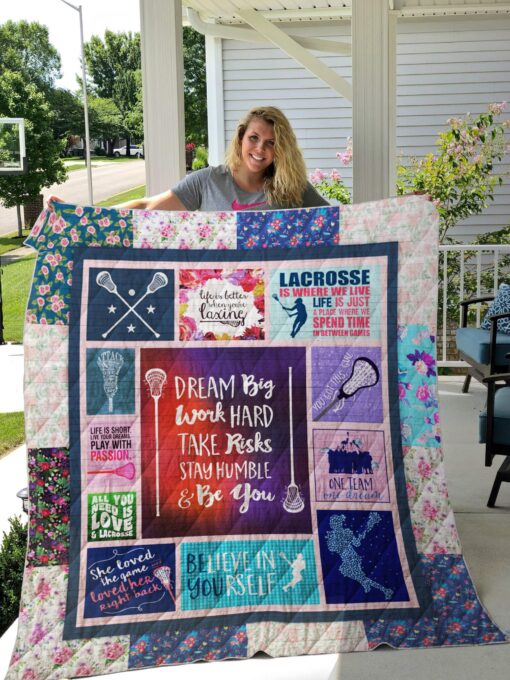 Buy Lacrosse Girl Dream Big Work Hard Take Risks Quilt Blanket & Quilt Bedding Set Great Customized Gifts For Birthday Christmas Thanksgiving Perfect Gifts For Lacrosse Lover