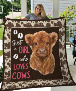 Buy Just A Girl Who Loves Highland Cow Quilt Blanket & Quilt Bedding Set Great Customized Blanket Gifts For Birthday Christmas Thanksgiving