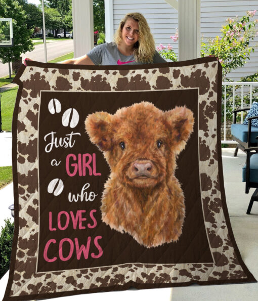 Buy Just A Girl Who Loves Highland Cow Quilt Blanket & Quilt Bedding Set Great Customized Blanket Gifts For Birthday Christmas Thanksgiving