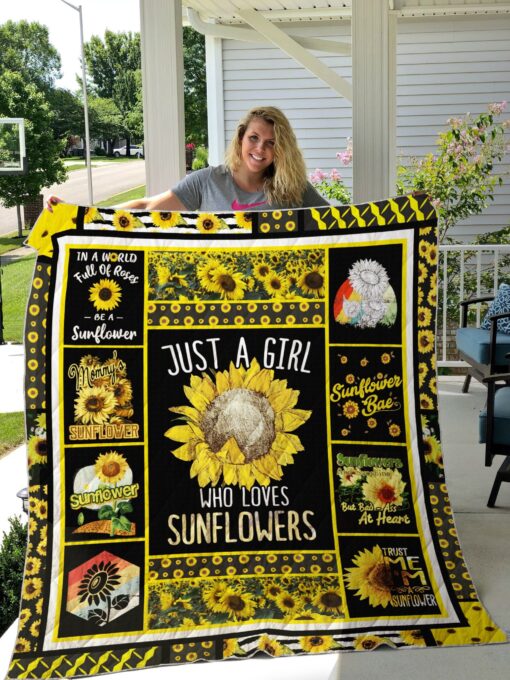 Buy Just A Girl Who Loves Sunflowers Quilt Blanket & Quilt Bedding Set Great Customized Gifts For Birthday Christmas Thanksgiving Perfect Gifts For Sunflower Lover