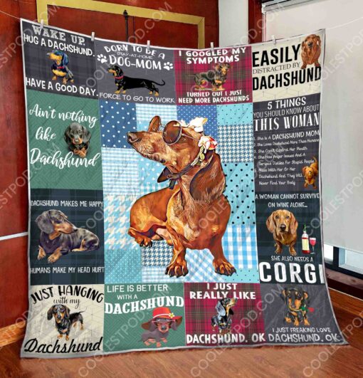 Buy Just Hanging With My Dachshund Quilt Blanket & Quilt Bedding Set Great Customized Blanket Gifts For Birthday Christmas Thanksgiving