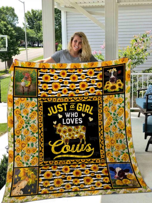 Buy Just A Girl Who Loves Cows Quilt Blanket & Quilt Bedding Set Great Customized Blanket Gifts For Birthday Christmas Thanksgiving