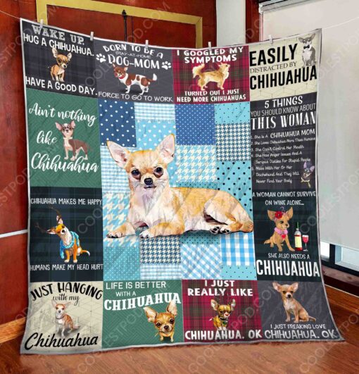 Buy Just Hanging With My Chihuahua Quilt Blanket & Quilt Bedding Set Great Customized Blanket Gifts For Birthday Christmas Thanksgiving