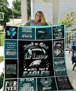 Buy Just A Girl In Love With Her Philadelphia Eagles Quilt Blanket & Quilt Bedding Set Great Customized Blanket Gifts For Birthday Christmas Thanksgiving