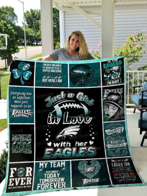 Buy Just A Girl In Love With Her Philadelphia Eagles Quilt Blanket & Quilt Bedding Set Great Customized Blanket Gifts For Birthday Christmas Thanksgiving