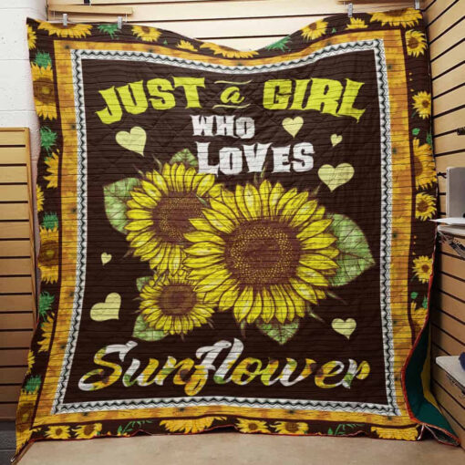 Buy Just A Girl Who Loves Sunflower Quilt Blanket & Quilt Bedding Set Great Customized Gifts For Birthday Christmas Thanksgiving Perfect Gifts For Sunflower Lover