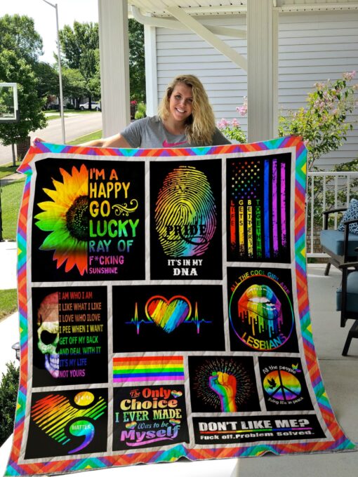 Buy Lgbt Pride I'M A Happy Go Lucky Ray Of Fucking Sunshine Quilt Blanket & Quilt Bedding Set Great Customized Blanket Gifts For Birthday Christmas Thanksgiving