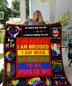 Buy Lgbt I'M Brave I'M Bruised I'M Who I'M Meant To Be This Is Me Quilt Blanket & Quilt Bedding Set Great Customized Blanket Gifts For Birthday Christmas Thanksgiving