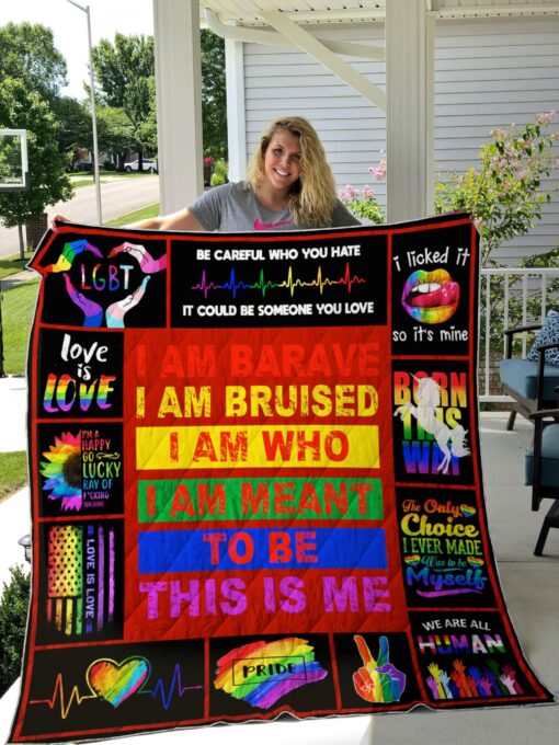 Buy Lgbt I'M Brave I'M Bruised I'M Who I'M Meant To Be This Is Me Quilt Blanket & Quilt Bedding Set Great Customized Blanket Gifts For Birthday Christmas Thanksgiving