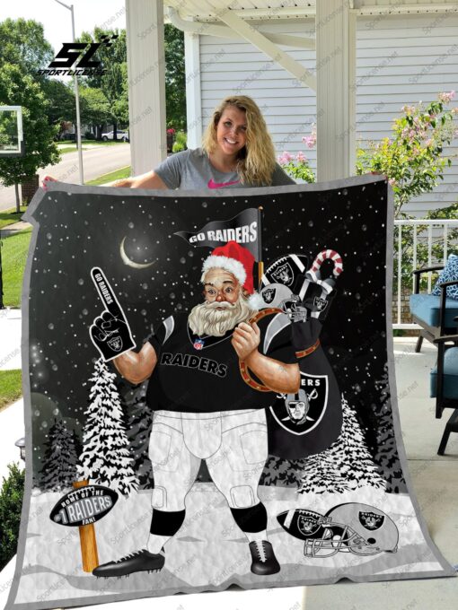 Buy Las Vegas Raiders Santa Claus Quilt Blanket & Quilt Bedding Set