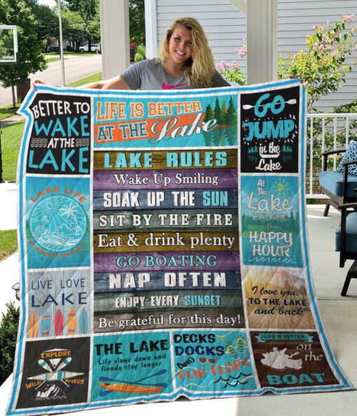 Buy Lake Rules Soak Up The Sun Sit By The Fire Go Boating Be Grateful For This Day Quilt Blanket & Quilt Bedding Set Great Customized Blanket Gifts For Birthday Christmas Thanksgiving