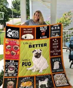 Buy Life Is Better With A Pug Quilt Blanket & Quilt Bedding Set Great Customized Blanket Gifts For Birthday Christmas Thanksgiving