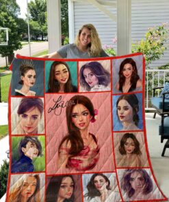 Buy Lily Collins Illus Quilt Blanket & Quilt Bedding Set 01