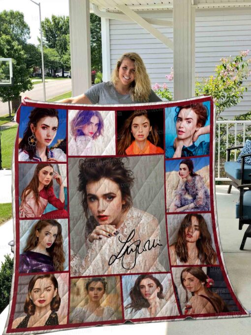 Buy Lily Collins Quilt Blanket & Quilt Bedding Set 01