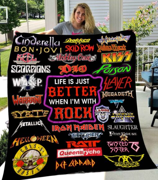 Buy Life Is Just Better When IM With Rock Quilt Blanket & Quilt Bedding Set Great Customized Gifts For Birthday Christmas Thanksgiving Perfect Gifts For Rock Lover