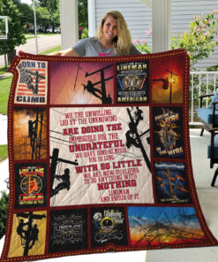 Buy Lineman Born To Climb Quilt Blanket & Quilt Bedding Set Great Customized Gifts For Birthday Christmas Thanksgiving Perfect Gifts For Lineman