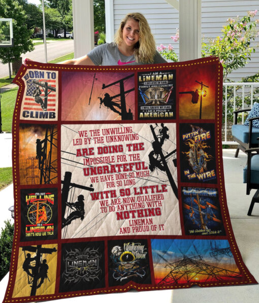 Buy Lineman Born To Climb Quilt Blanket & Quilt Bedding Set Great Customized Gifts For Birthday Christmas Thanksgiving Perfect Gifts For Lineman