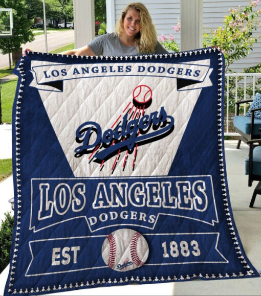 Buy Los Angeles Dodgers Quilt Blanket & Quilt Bedding Set Fan Made